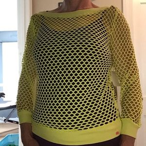 Neon yellow fishnet top